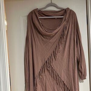 Stevie Hender Brown Poncho with Fringe